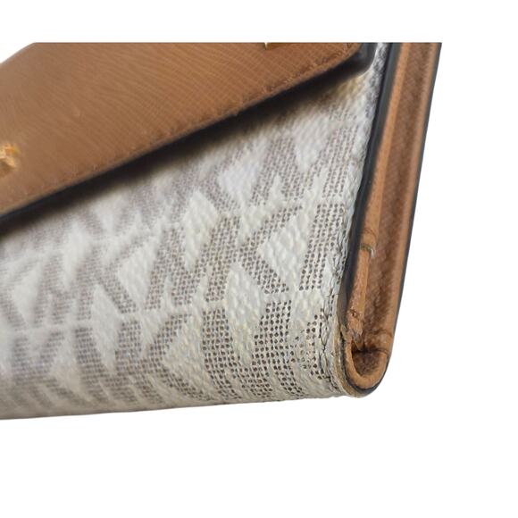 Michael Kors Studded Brown Signature Logo Wallet Gold Hardware Snap Closure - Picture 5 of 9